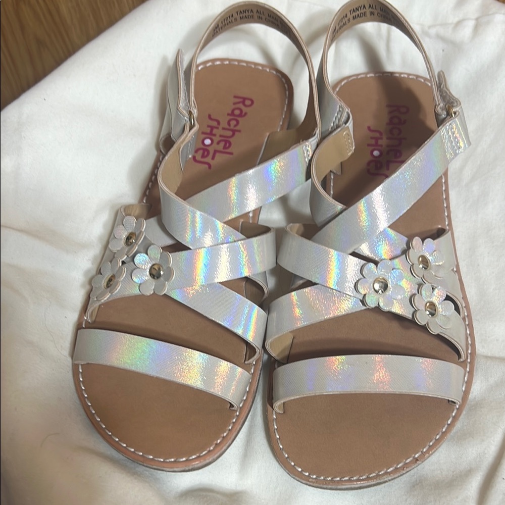 Rachel Shoes Silver Sandals with Stylish Straps